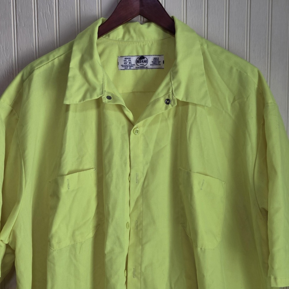 Red Kap Shirt Mens 4XL Yellow Solid Short Sleeve Button Up Workwear UPF 40